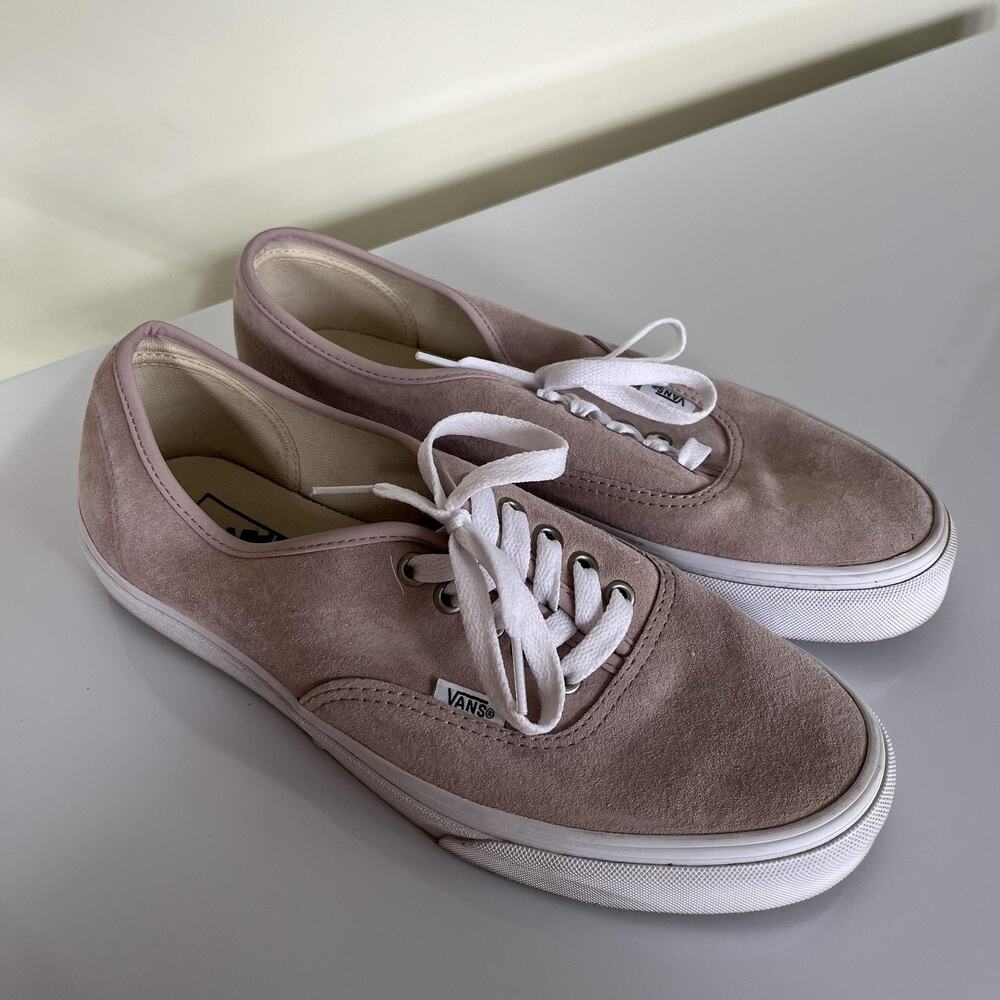 Vans‎ Authentic Shoes Size 8.5 Pink Suede Scotchgard 3M Lace Up Low Top Casual